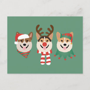 Cartão Postal Cães de Natal Pembroke Welsh Corgi