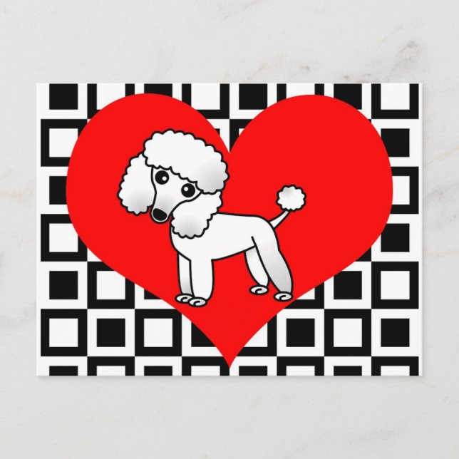 Cartão Postal Cães do Coração - Poodle Branco (Frente)