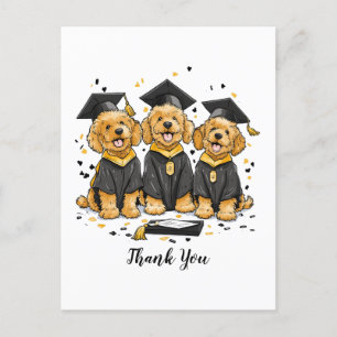 Cartão Postal Cães Goldendoodle de Formatura Obrigado