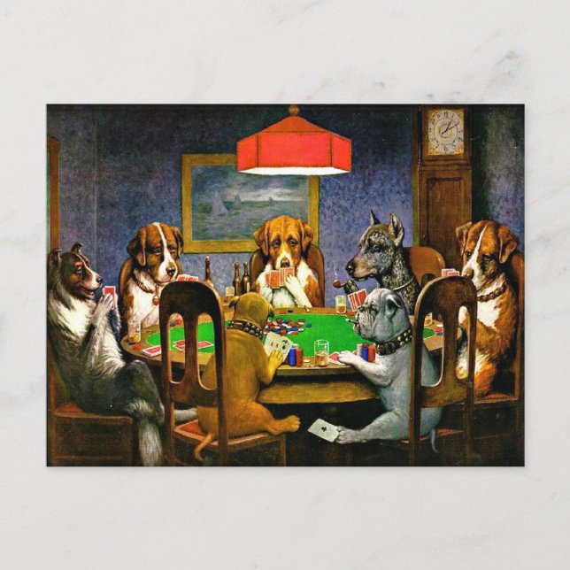 Cartão Postal Cães Jogando Poker (Frente)