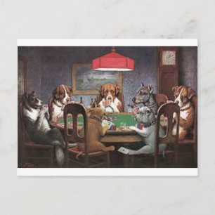Cartão Postal Cães Jogando Poker