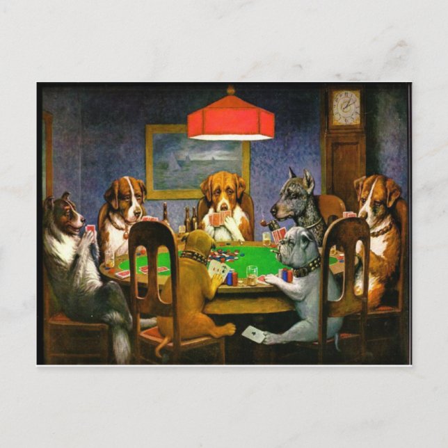 Cartão Postal Cães Jogando Poker (Frente)