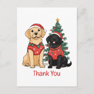 Cartão Postal Cães Labrador Retriever de Natal Obrigado