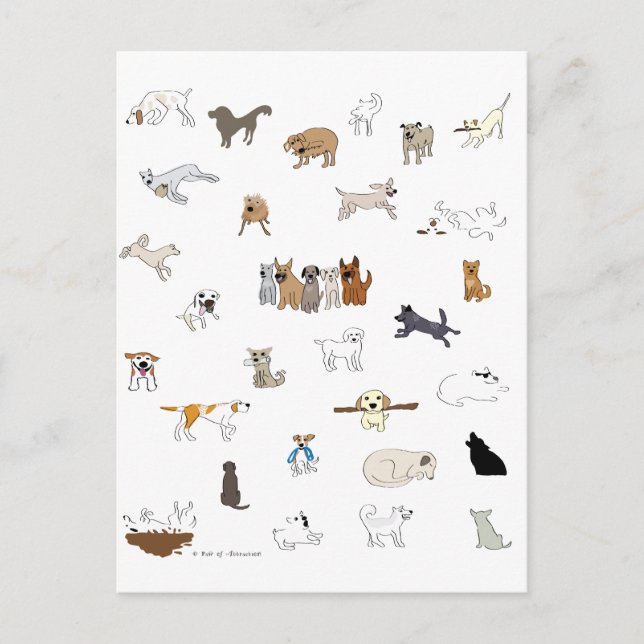 Cartão Postal Cães Múltiplos - Via de Atração (Frente)