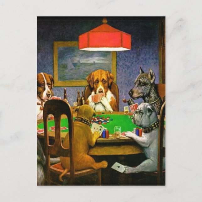 Cartão Postal Cães que jogam o póquer (Frente)