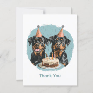 Cartão Postal Cães Rottweiler de Aniversário Obrigado