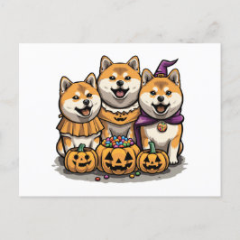 Cartão Postal Cães Shiba Inu Halloween
