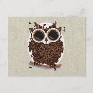 Cartão Postal Café Bean Owl