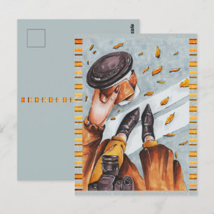 Cartão Postal Café Bonito outono artístico outono