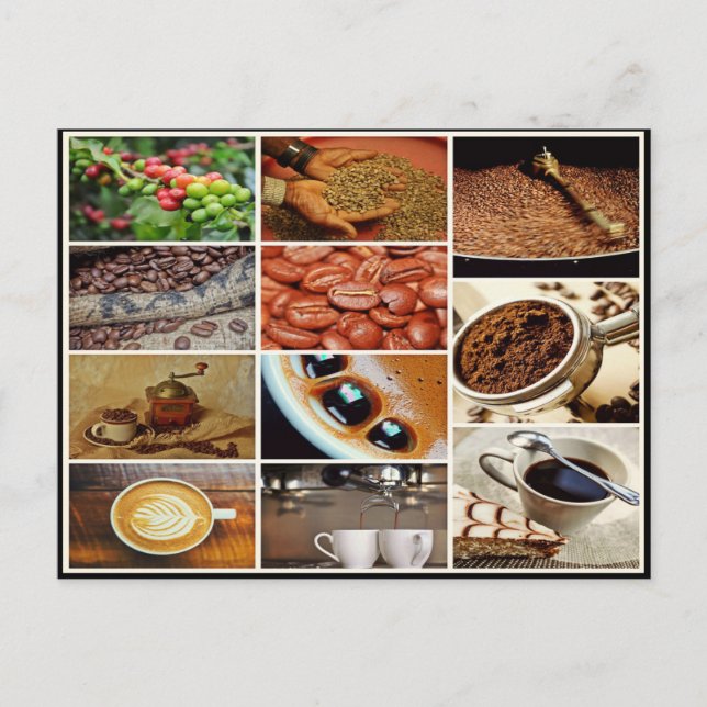 Cartão Postal Café cappucccino colorido café café bebida colagem (Frente)
