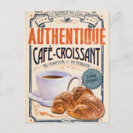Cartão Postal Café croissant