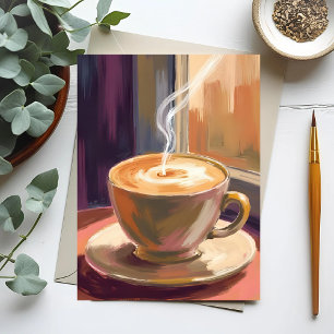 Cartão Postal Café da Manhã   Caneca de Café em Aquarela