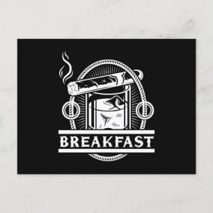 Cartão Postal Café da Manhã Charuto Uísque Caco Humidor De Fumaç