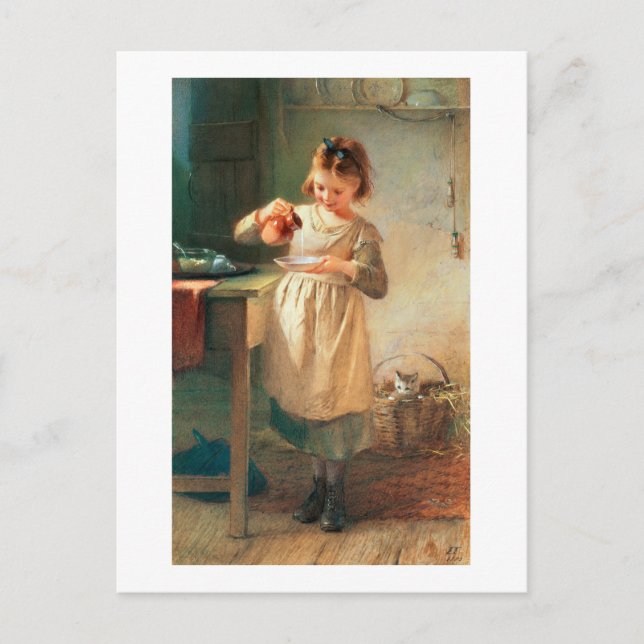 Cartão Postal Café da manhã do gatinho (Frente)