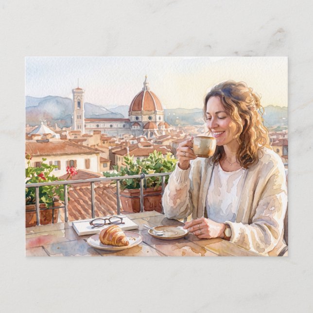 Cartão Postal Café da Manhã em Florença (Frente)