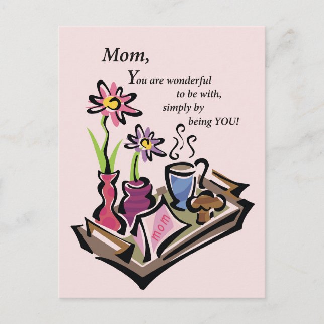 Cartão Postal Café da manhã na cama mãe (Frente)