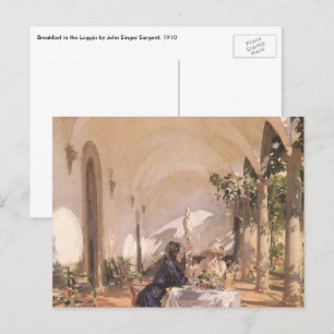 Cartão Postal Café da manhã na Loggia por John Singer Sargent