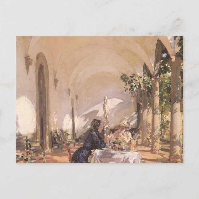 Cartão Postal Café da manhã na Loggia por John Singer Sargent (Frente)