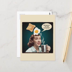 Cartão Postal Café da Manhã Nesta Economia Mulher Surreal
