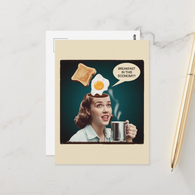 Cartão Postal Café da Manhã Nesta Economia Mulher Surreal (Frente/Verso In Situ)
