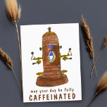 Cartão Postal Café da Máquina Espresso Antiquada PERSONALIZA TI<br><div class="desc">Cartão postal de saudação personalizável. Adicione ou edite seu próprio texto na frente para um uso diferente. Clique em "personalizar" para editar o texto ou "editar usando a ferramenta design" para alterar as cores,  fontes ou posicionamentos. Verifique meu compro para mais designs de cartão!</div>