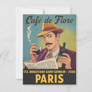 Cartão Postal Café de Flore: Elegância Parisiense