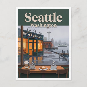 Cartão Postal Café de Praia Seattle Washington
