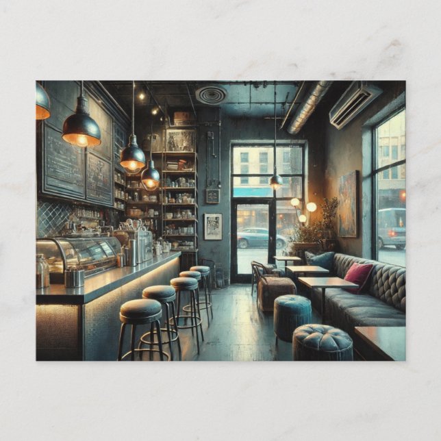 Cartão Postal Café ectico em Rainy Seattle (Frente)