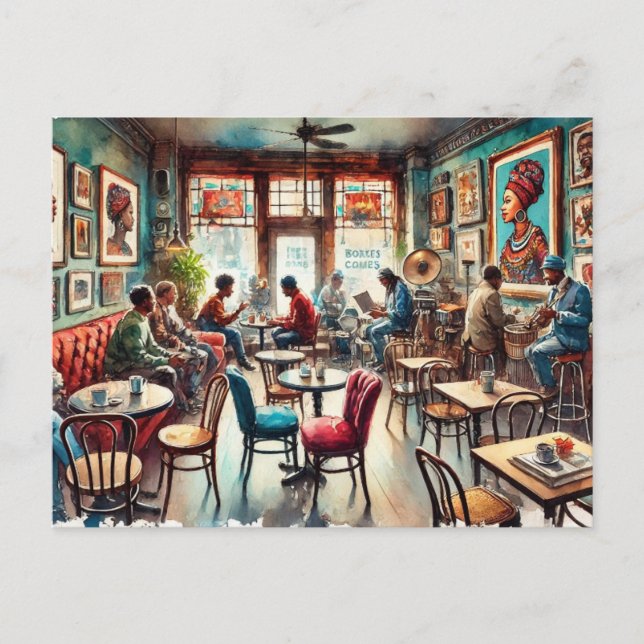 Cartão Postal Café em Chicago Bronzeville (Frente)
