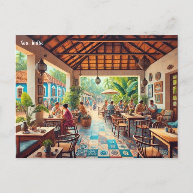Cartão Postal Café em Goa India (Frente)