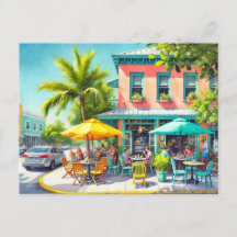 Café em Key West Watercolor Painting