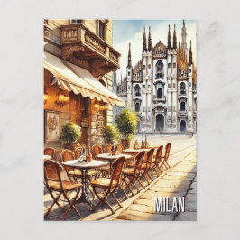 Cartão Postal Café em Milão Watercolor Painting Mug