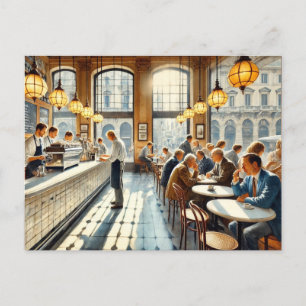 Cartão Postal Café em Milão Watercolor Painting Mug