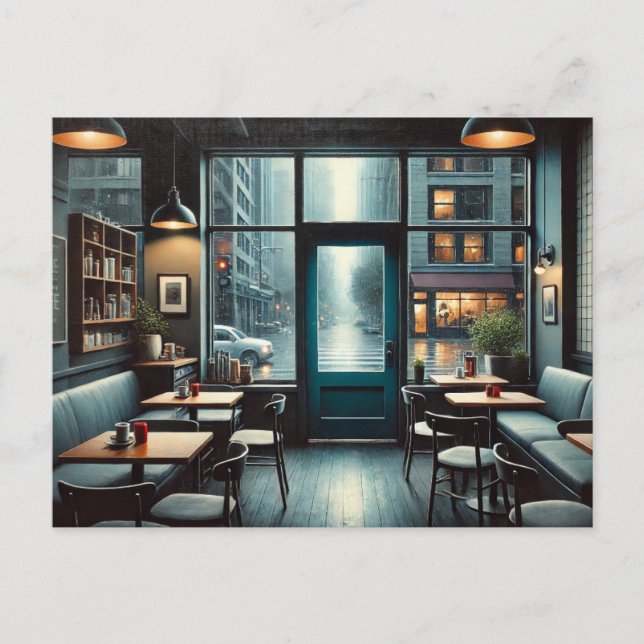 Cartão Postal Café em Rainy Seattle (Frente)