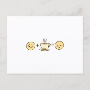 Cartão Postal Café emojis cansados emoji + café = um emoji feliz