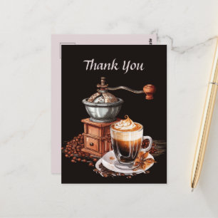 Cartão Postal Café fofo agradecer aos fornecedores