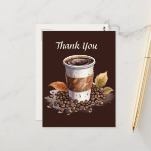 Cartão Postal Café fofo agradecer aos fornecedores ou 