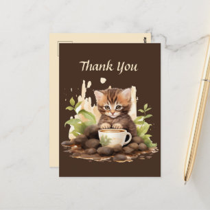 Cartão Postal Café fofo agradecer aos fornecedores ou vendedores