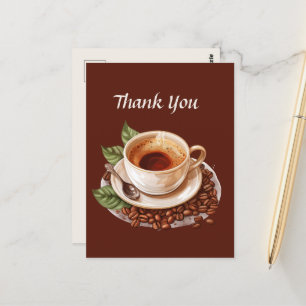 Cartão Postal Café fofo agradecer ou fornecedores 