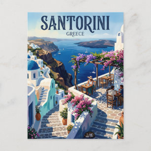 Cartão Postal Café Galini, Oia Grécia