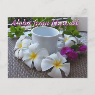 Cartão Postal Café Hawaii Kona e plumerias