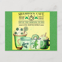 Cartão Postal Café Irlandês Shamrock Verde do Dia de São Patríci