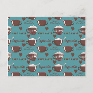 Cartão Postal Café Latte Cappuccino Xícaras De Café Marrom Creme