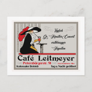 Cartão Postal Café Leitmeyer, compro de café com estilo retro 