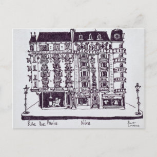 Cartão Postal Café & Lojas na Rue de Paris Velha Nice, França
