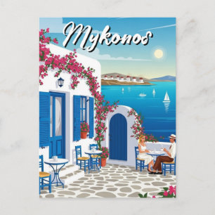 Cartão Postal Café Mykonos Grécia Cíclades Viagem