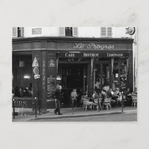 Cartão Postal Café Negro e Branco em Montmartre, Paris