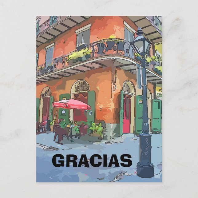 Cartão Postal Café No Trimestre Francês, editar texto (Frente)