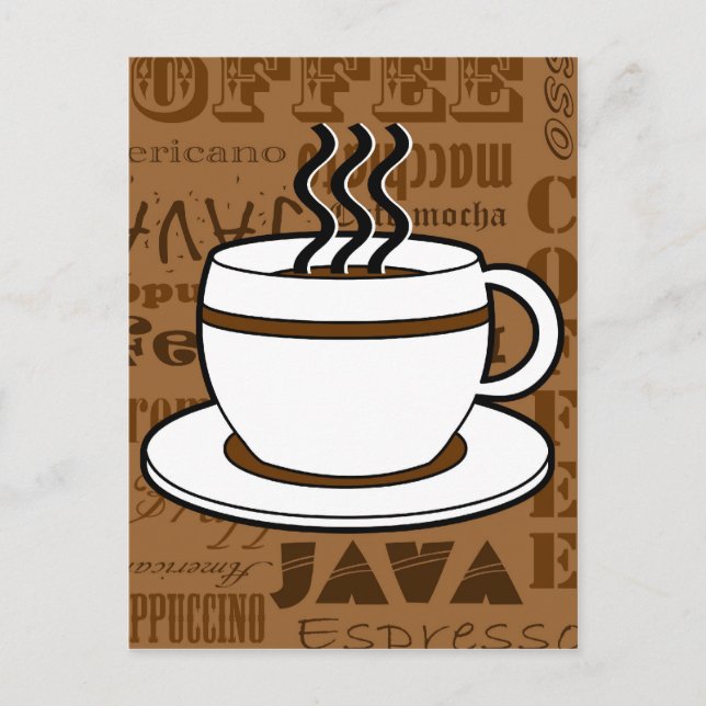 Cartão Postal Café - Palavras de café Impressão - Marrom (Frente)