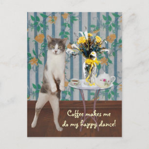 Cartão Postal Café Personalizado Engraçado Gato/Gatinho